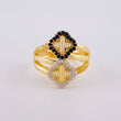 Anillo Trebol Basteado Parcial 4.65 g / T6 1/4 Dos Oros Amarillo Blanco 18K