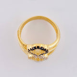 Anillo Trebol Basteado Parcial 4.65 g / T6 1/4 Dos Oros Amarillo Blanco 18K