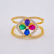 Anillo Flor Puntas Cruzadas  3.2 g / T6 1/2 Dos Oros Amarillo Blanco 18K