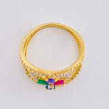 Anillo Flor Puntas Cruzadas  3.2 g / T6 1/2 Dos Oros Amarillo Blanco 18K