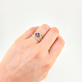Anillo Flor Puntas Cruzadas  3.2 g / T6 1/2 Dos Oros Amarillo Blanco 18K