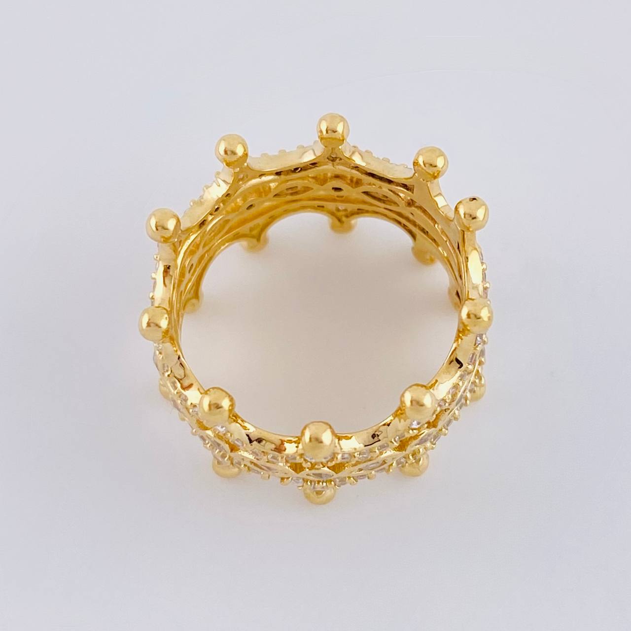 Anillo Corona Ojos Reflejantes 7.3 g / T6 1/2 Oro Amarillo 18K