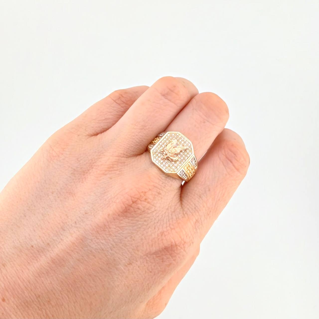 Anillo Marco Aguila Encadenada  9.35 g / T9 1/2 Tres Oros 18K