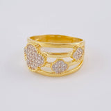Anillo Sendero Treboles  4.25 g / T6 3/4 Dos Oros Amarillo Blanco 18K