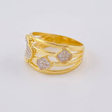 Anillo Sendero Treboles  4.25 g / T6 3/4 Dos Oros Amarillo Blanco 18K