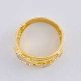 Anillo Sendero Treboles  4.25 g / T6 3/4 Dos Oros Amarillo Blanco 18K