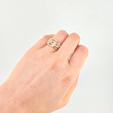 Anillo Sendero Treboles  4.25 g / T6 3/4 Dos Oros Amarillo Blanco 18K