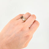 Anillo Sendero Treboles  4.95 g / T5 1/2 Dos Oros Amarillo Blanco 18K