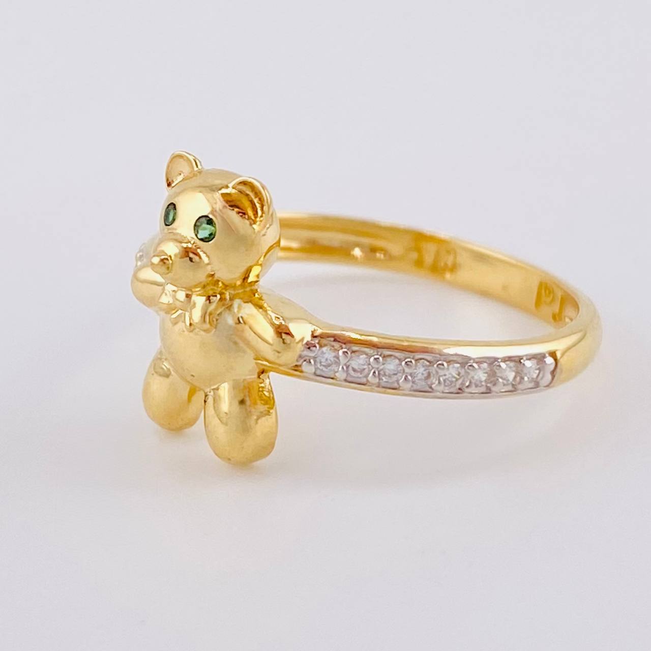 Anillo Oso Corbatín 2.4 g / T6 1/2 Dos Oros Amarillo Blanco 18K