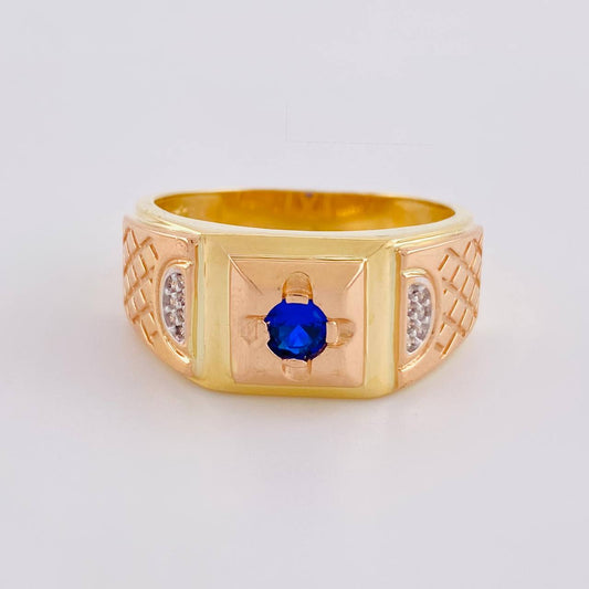 Anillo Recuadro Diamante En Relieve  7.95 g / T11 1/2 Tres Oros 18K