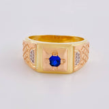 Anillo Recuadro Diamante En Relieve  7.95 g / T11 1/2 Tres Oros 18K
