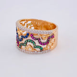 Anillo Ondas Floreado 5.45 g / T7 1/4 Dos Oros Blanco Rosa 18K