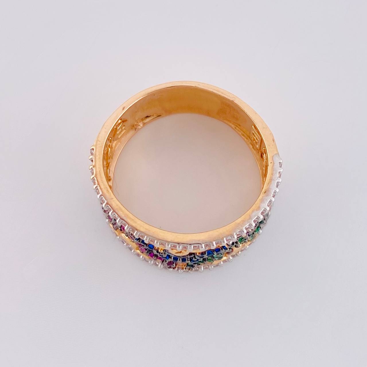 Anillo Ondas Floreado 5.45 g / T7 1/4 Dos Oros Blanco Rosa 18K
