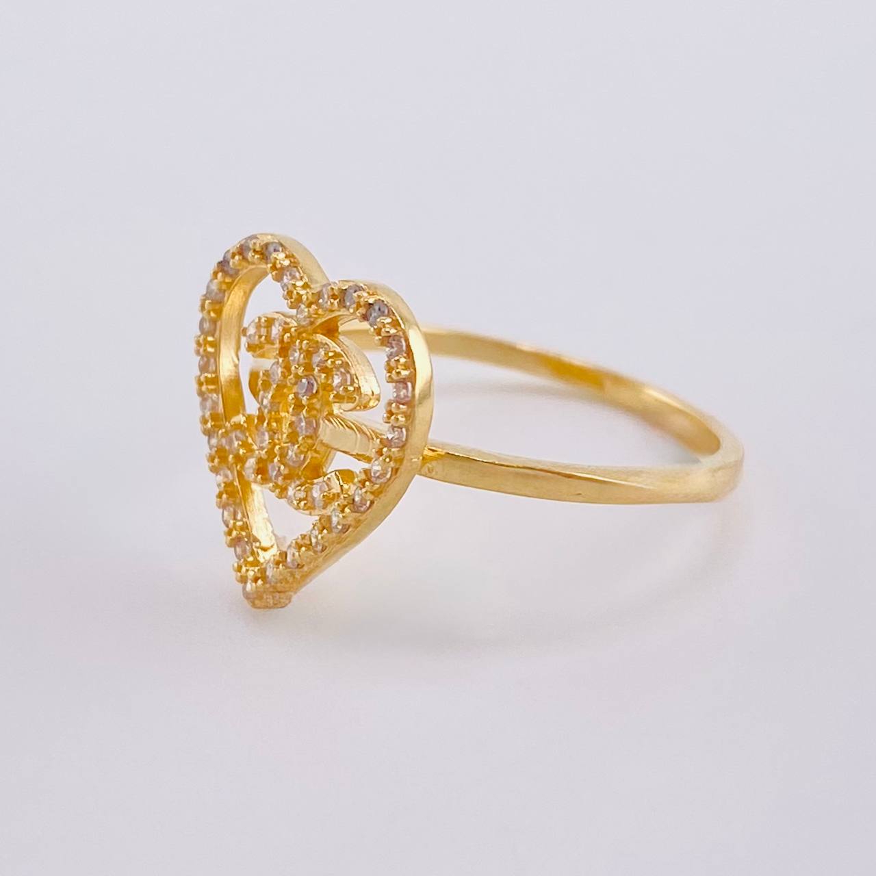 Anillo Corazon Ola Cruzada  2.6 g / T7 1/4 Oro Amarillo 18K