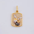 Dije Placa San Miguel 2.1 g / 2.3 cm Dos Oros Amarillo Blanco 18K