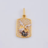 Dije Placa San Miguel 2.1 g / 2.3 cm Dos Oros Amarillo Blanco 18K