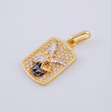 Dije Placa San Miguel 2.1 g / 2.3 cm Dos Oros Amarillo Blanco 18K