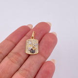 Dije Placa San Miguel 2.1 g / 2.3 cm Dos Oros Amarillo Blanco 18K