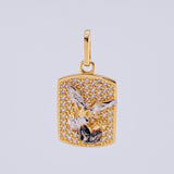 Dije Placa San Miguel 2.1 g / 2.3 cm Dos Oros Amarillo Blanco 18K