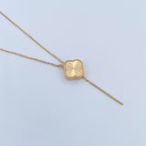 Cadena Aro Seguido Trebol  Diamantado 5.15gr / 60cm / 1mm Graduable Oro Amarillo +3 18K &