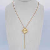 Cadena Aro Seguido Trebol  Diamantado 5.15gr / 60cm / 1mm Graduable Oro Amarillo +3 18K &