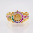 Anillo Cinturon Corona Arco Iris 5.2gr / T9 / Dos Oros Amarillo Blanco 18K ©