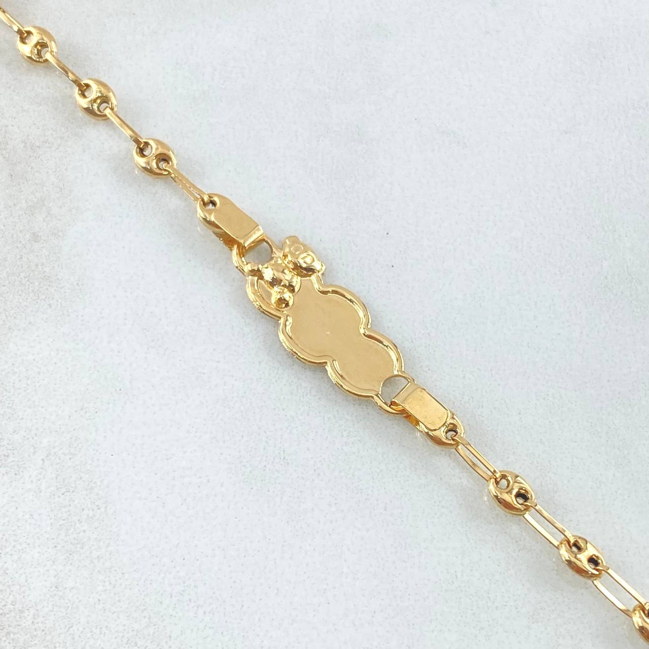 Pulso Bebé GC Placa Nube Bordeada Oso 2.1gr / 13cm-3.2cm / Oro Amarillo 18K ©