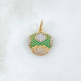Dije Hongo Animado 2.2gr / 2.2cm / Circones Blancos Verdes Oro Amarillo 18K ©