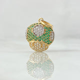 Dije Hongo Animado 2.2gr / 2.2cm / Circones Blancos Verdes Oro Amarillo 18K ©