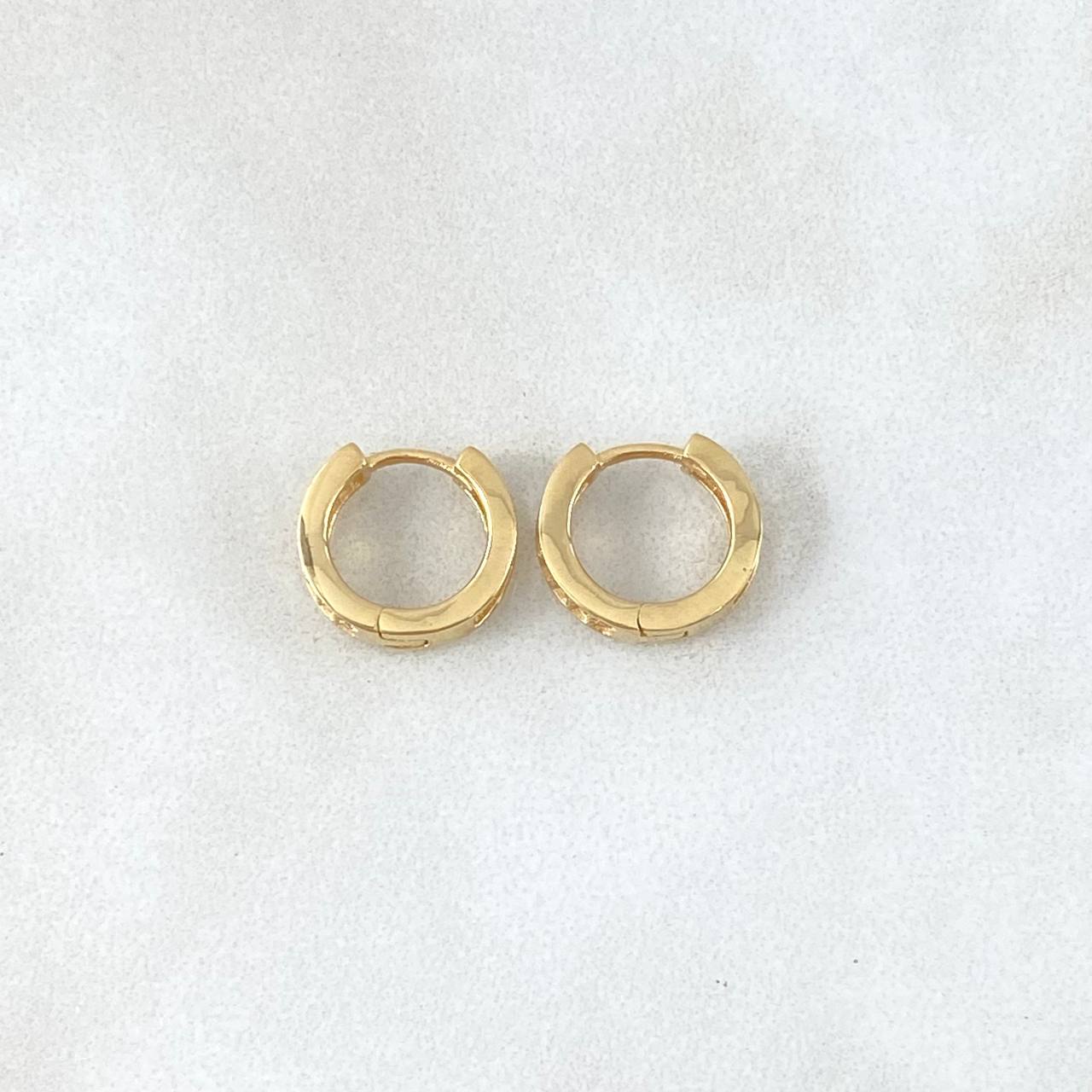 Candongas Doble Carril 2.15gr / 1.1cm / Circones Blancos Oro Amarillo 18K ©
