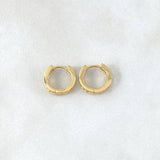 Candongas Doble Carril 2.1gr / 1.1cm / Circones Blancos Oro Amarillo 18K