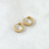 Candongas Doble Carril 2.15gr / 1.1cm / Circones Blancos Oro Amarillo 18K