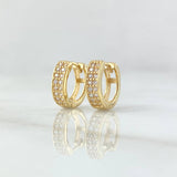 Candongas Doble Carril 2.15gr / 1.1cm / Circones Blancos Oro Amarillo 18K ©
