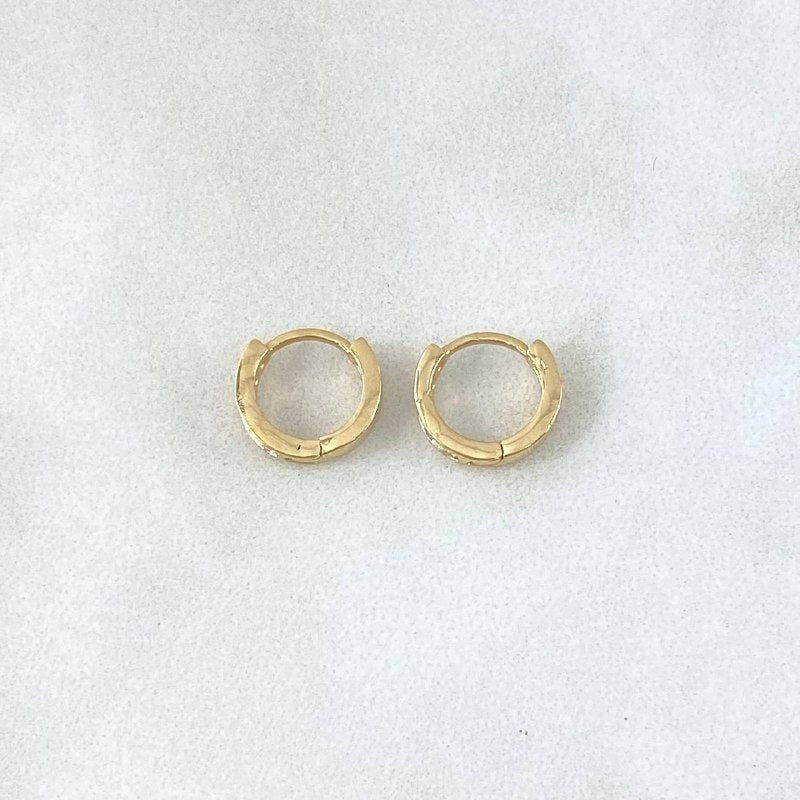 Candongas Carril 1.35gr / 0.9cm / Circones Blancos Oro Amarillo 18K ©