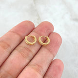 Candongas Carril 1.4gr / 0.9cm / Circones Blancos Oro Amarillo 18K ©