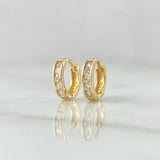 Candongas Carril 1.35gr / 0.9cm / Circones Blancos Oro Amarillo 18K ©