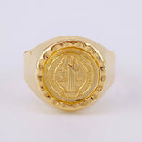 Anillo Sello Bordeado San Benito 3.65g / T10 Oro Amarillo 18K