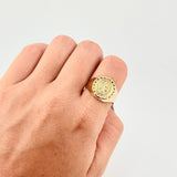 Anillo Sello Bordeado San Benito 3.65g / T10 Oro Amarillo 18K