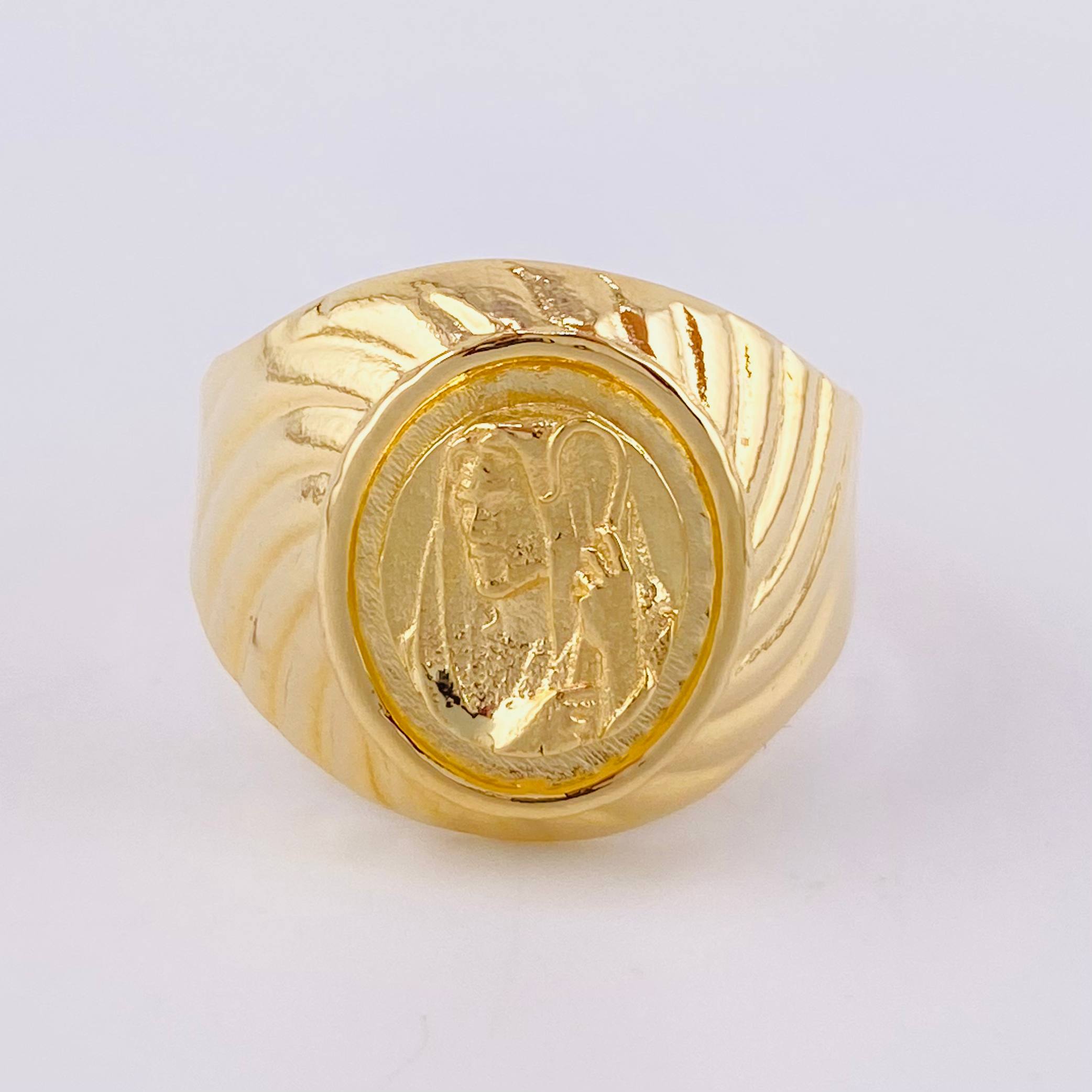 Anillo Sello Jesucristo 3.7g / T8 1/2 Oro Amarillo 18K