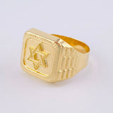 Anillo Sello Estrella de David 3.45g / T9 3/4 Oro Amarillo 18K