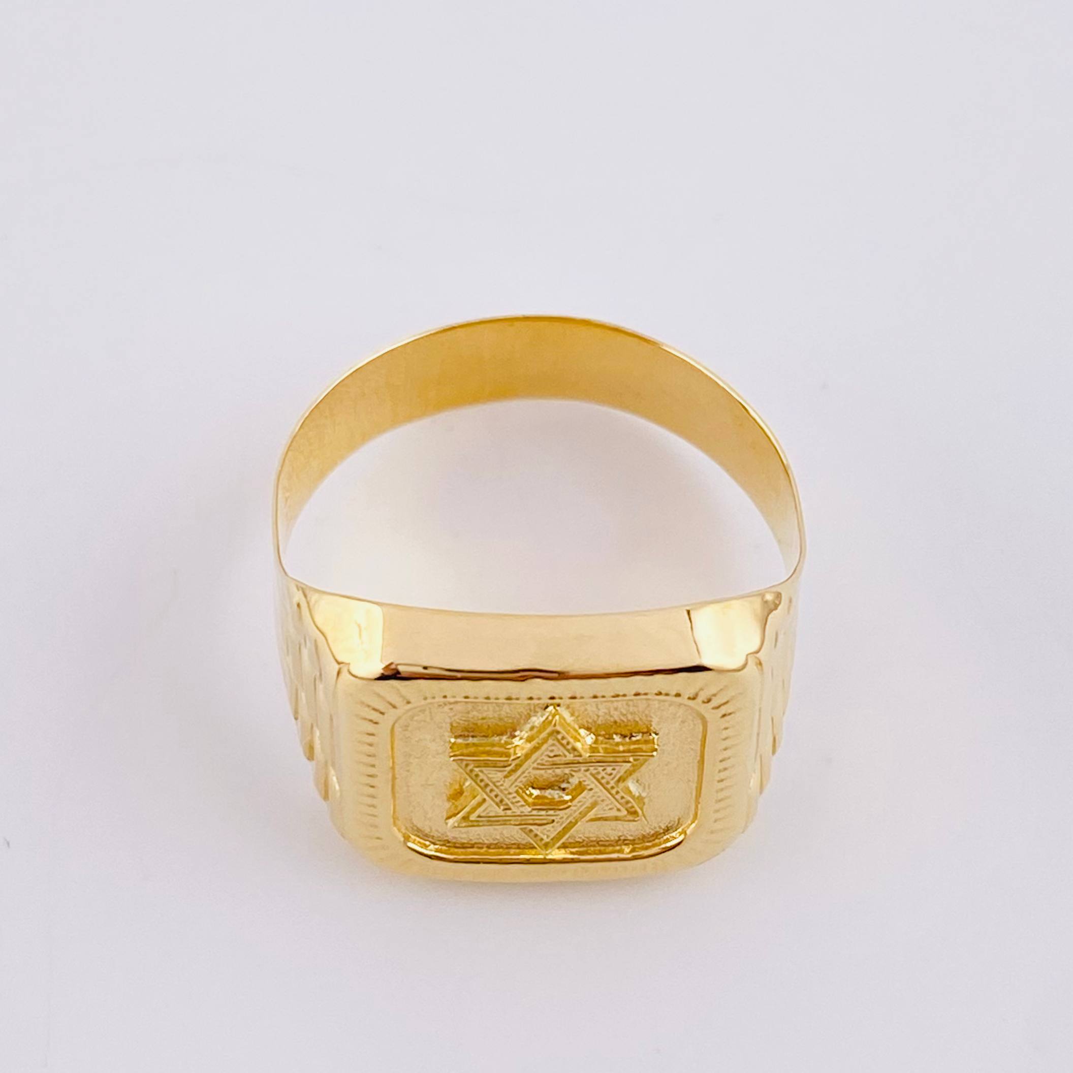 Anillo Sello Estrella de David 3.45g / T9 3/4 Oro Amarillo 18K