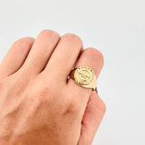 Anillo Sello Bordeado Brujula 3.5g / T10 3/4 Oro Amarillo 18K