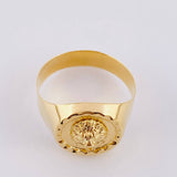 Anillo Sello Bordeado Leon 3.9g / T9 1/2 Oro Amarillo 18K