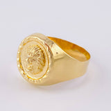 Anillo Sello Bordeado Leon 3.8g / T10 1/4 Oro Amarillo 18K