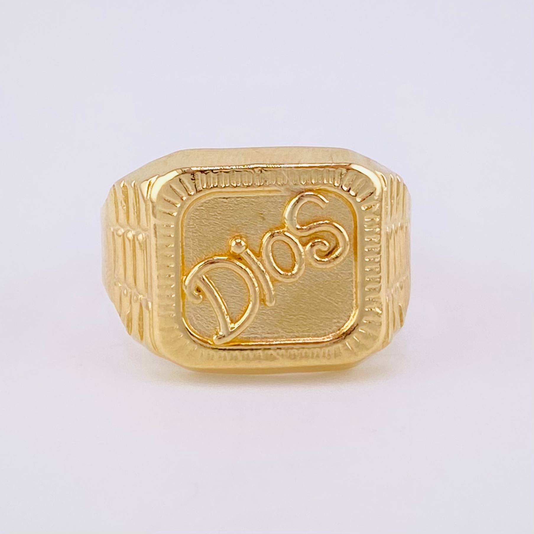 Anillo Sello Dios 3.55g / T10 1/2 Oro Amarillo 18K