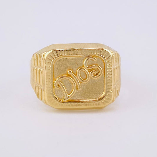 Anillo Sello Dios 3.55g / T10 1/2 Oro Amarillo 18K