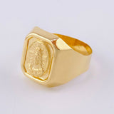 Anillo Sello Cristo Destellos 3.85g / T8 1/2 Oro Amarillo 18K