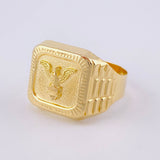 Anillo Sello Águila Bordeada 3.35g / T9 Oro Amarillo 18K