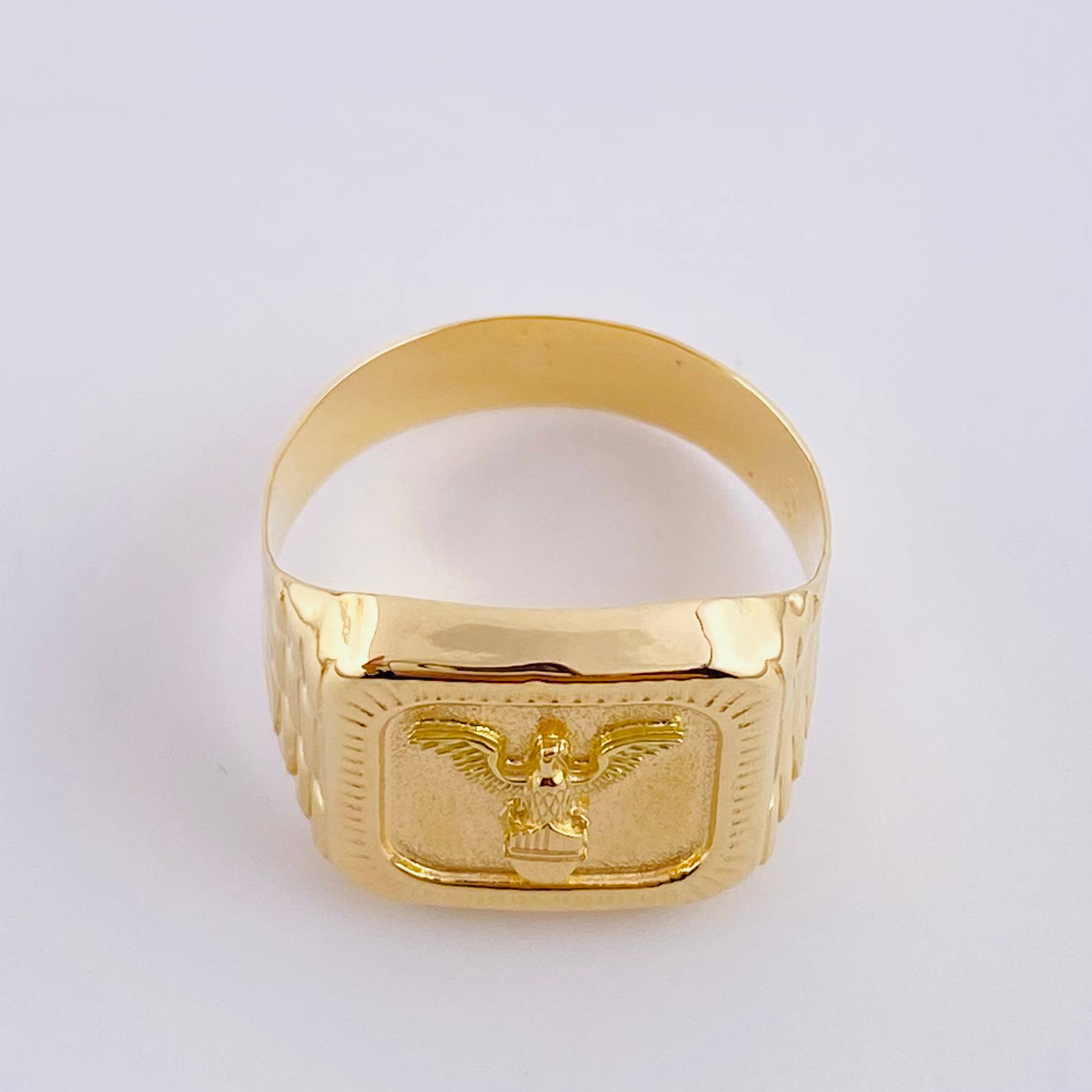 Anillo Sello Águila Bordeada 3.35g / T10 1/4 Oro Amarillo 18K