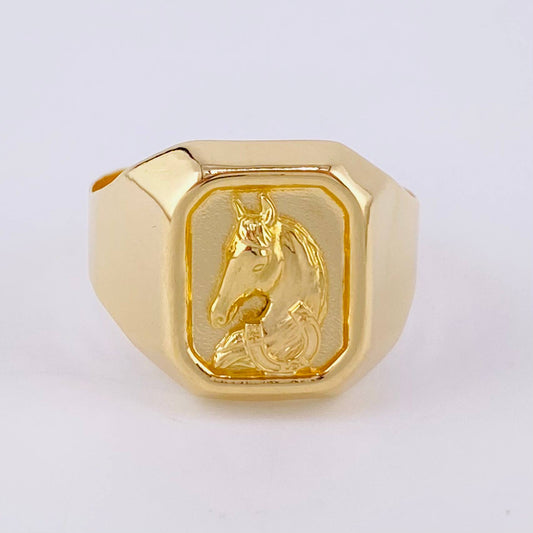 Anillo Sello Caballo 3.9g / T11 Oro Amarillo 18K